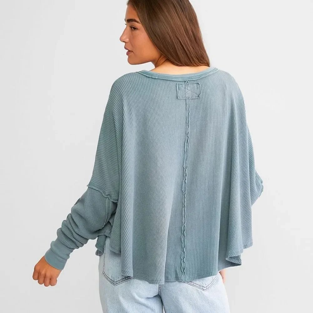 NWT/NWOT Free People Microphone Drop Thermal - Silver Pine